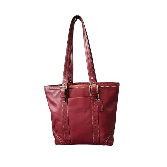 Coach Hampton Red Hand Tooled Leather Bucket Bag - Picture 1 of 7